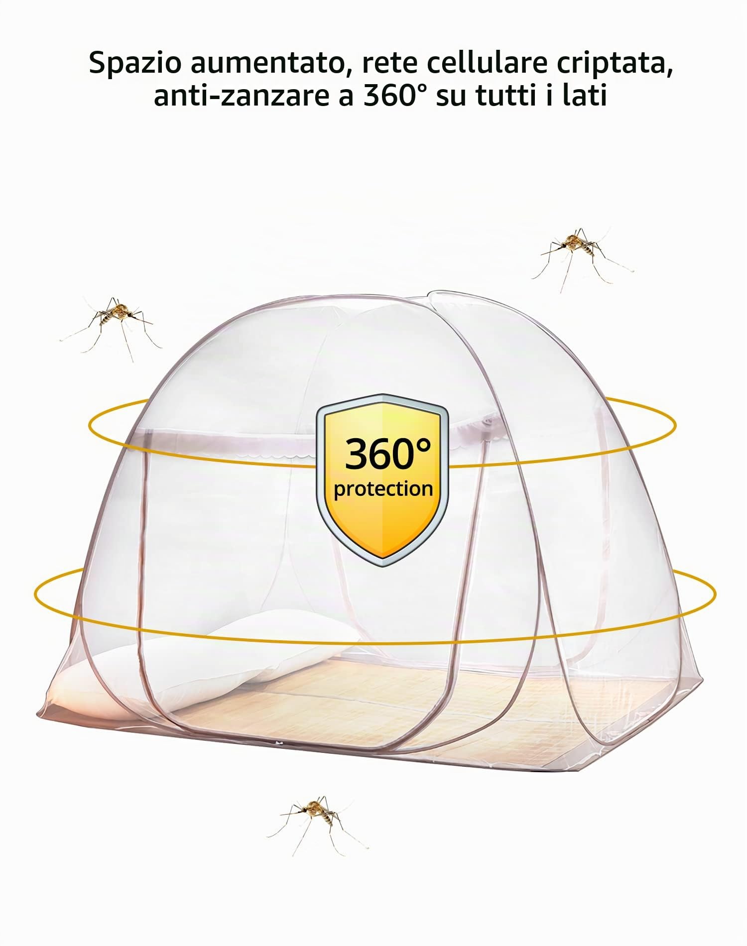 QWORK Zanzariera per letto, zanzariera pop-up, zanzariera pieghevole a doppia porta, 150 * 200 * 150 cm