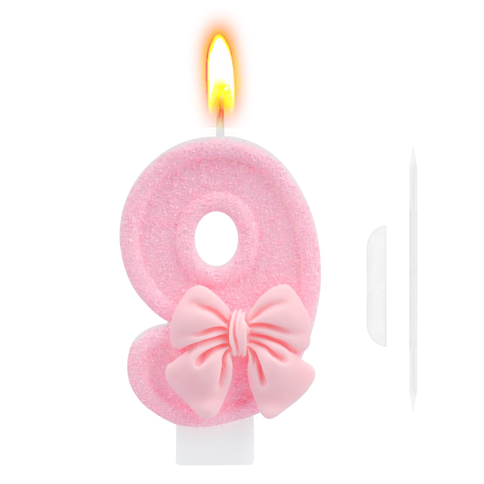 Gangyumaoyi Girls Pink 9Th Birthday Cake Topper, Butterfly Happy Birthday Candle, Number 9 Candles, Glittering Cake Toppers Candles For Theme Party Family Gathering Decorations(Number 9)