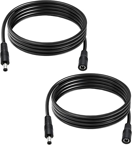 Paquete de 2 cables de extensión macho a hembra de 0.217 x 0.083 in, 5 V 12 V, 12 V, 14 AWG macho a hembra, conector DC5521 de alimentación de
