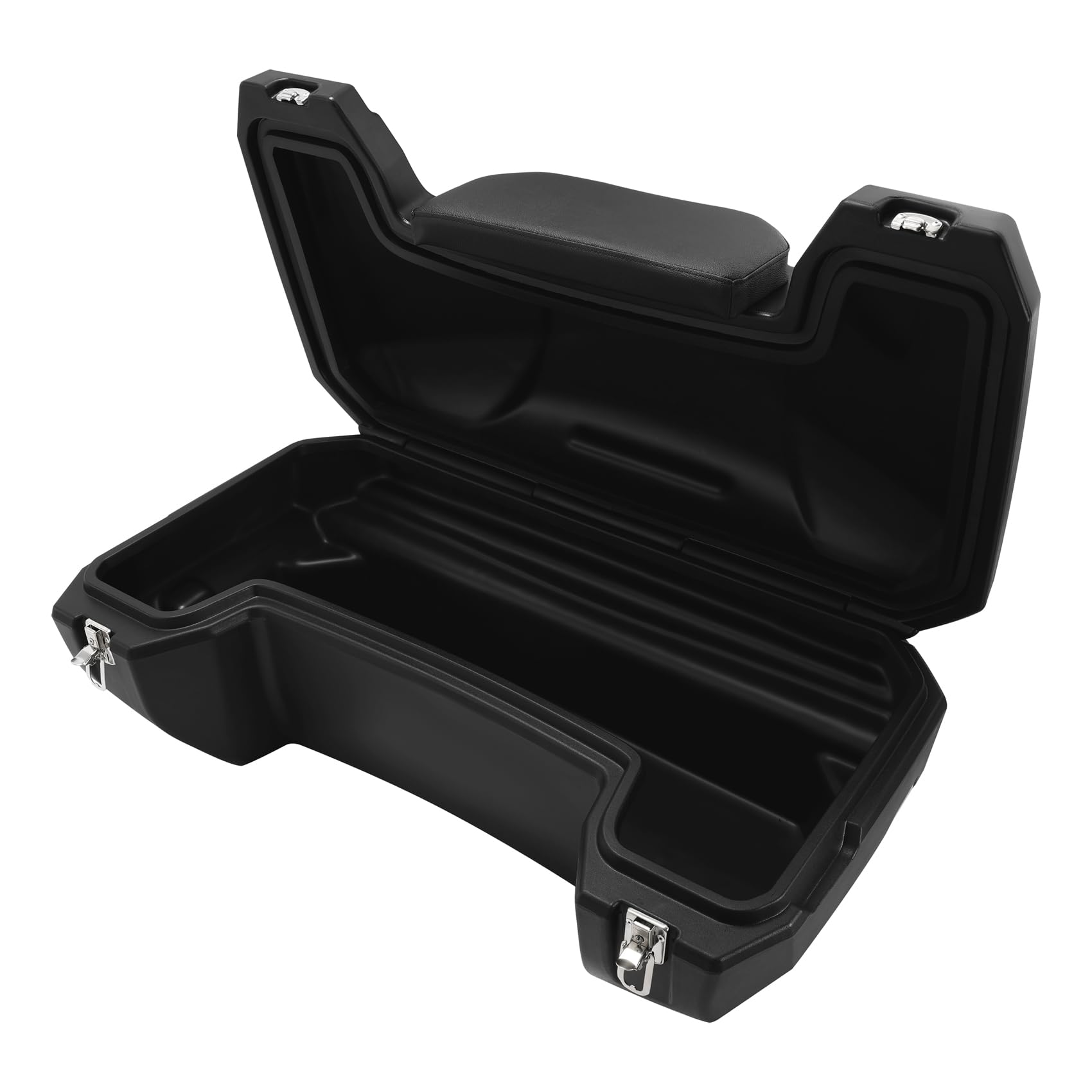 TCT-MOTORPARTS 96L ATV Rear Rack Locking Cargo Storage Box Trunk Passenger Luggage Backrest Pad Full-Size Helmets, Lockable Waterproof Tail Box Case