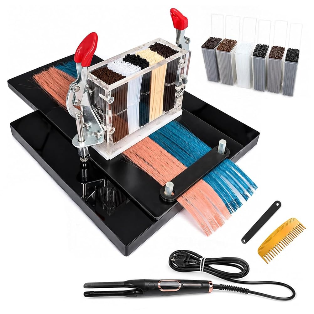 Kit Per Extension Capelli 6 in 1 Con Piastra Fissaggio Piatta