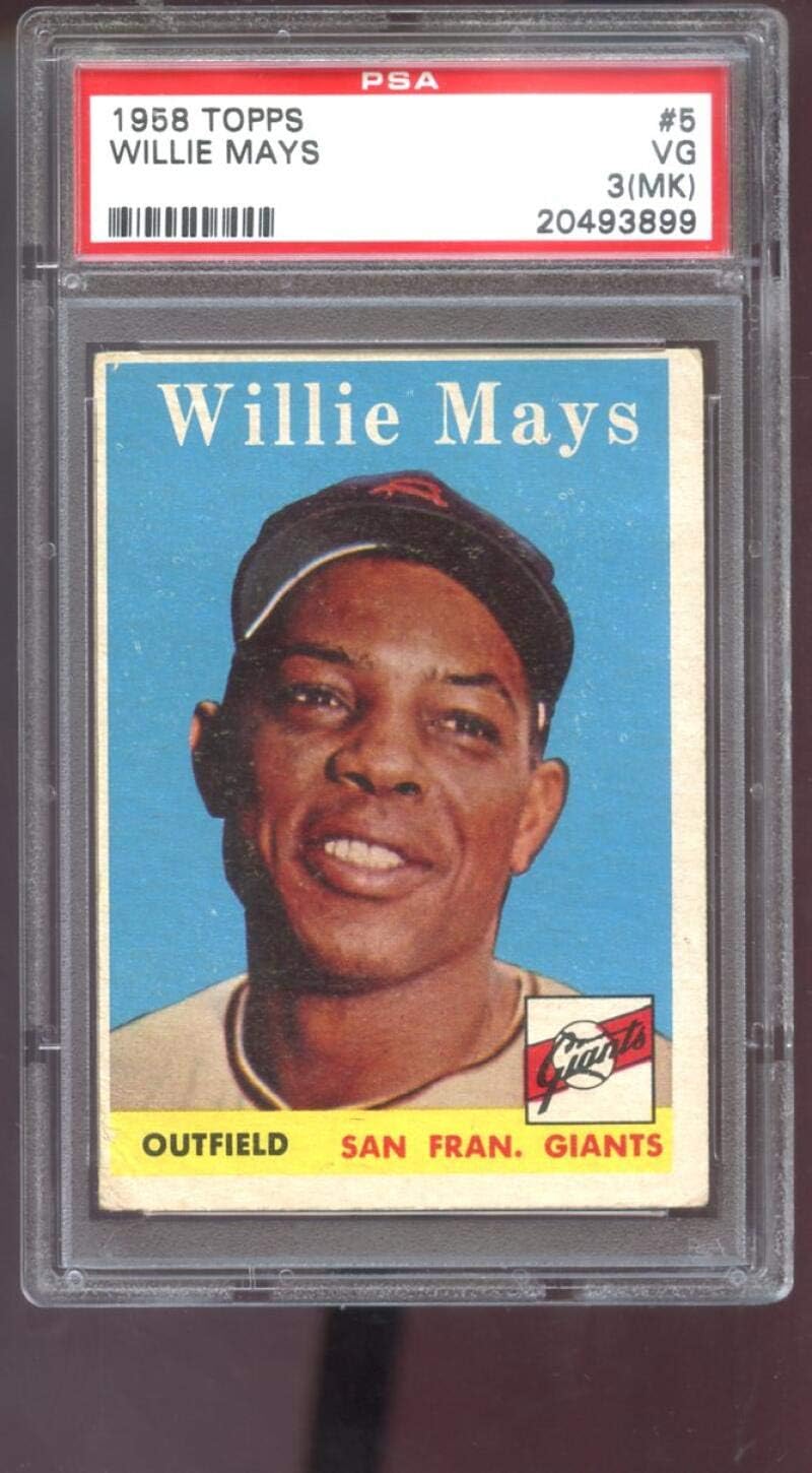 1958 Topps #5 Willie Mays San Francisco Giants PSA 3 (MK) Graded Baseball Card