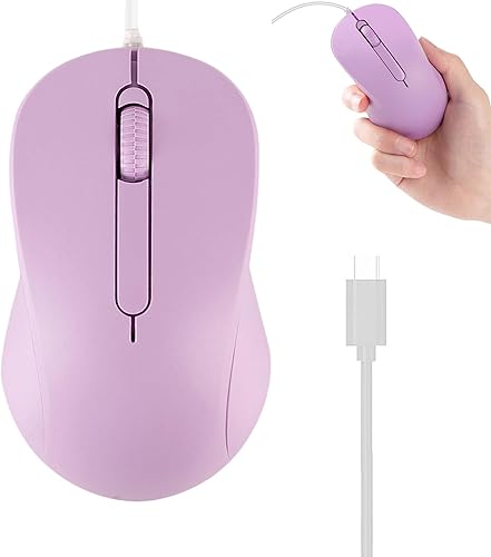 Ratón con cable tipo C, portátil, silencioso y ergonómico de alta precisión, 3 botones, rueda de desplazamiento luminosa ambidiestro para laptop, disponible en Yaxa Colombia