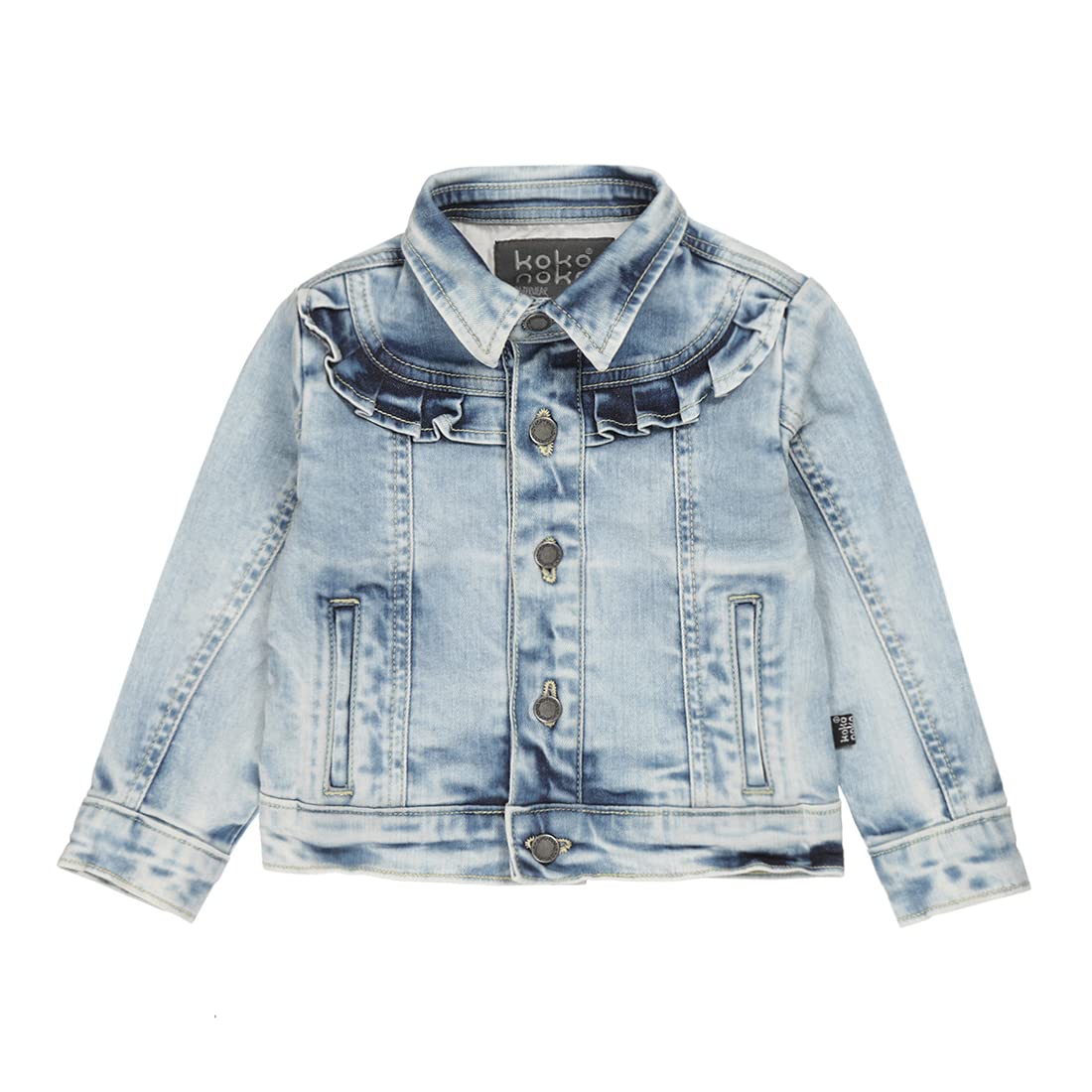 Koko Noko Baby Girls Denim Jacket Blue with Ruffles