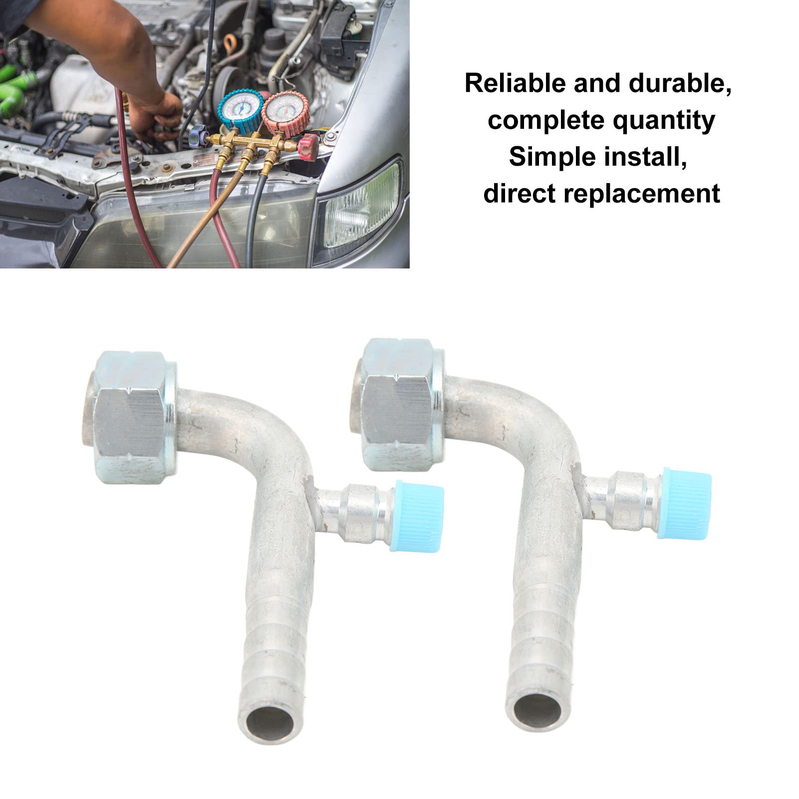 Conectores de Manguera de CA para Automóvil, 10 Piezas, Aire Acondicionado de Aluminio, Conector de Manguera de Drenaje de CA, Accesorio de Codo para Automóviles, Camiones, (13 mm/0,51 pulgadas 14,5