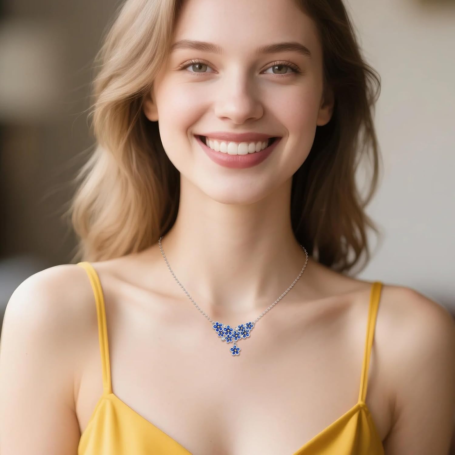 Forget-Me-Not/Lilac Flower Necklace for Women, 925 Sterling Silver Flower Pendant Necklaces Mothers Day Christmas Jewelry Gifts Wife Mom 18+2 inch - Image 2