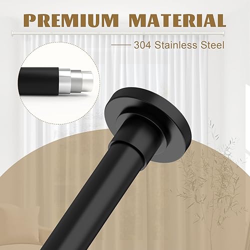 Vista 3 de Barras de cortina de ducha negras – 31 – 68 pulgadas, barras de ducha de tensión de resorte para baño, ajustables, sin perforación, sin óxido, acero