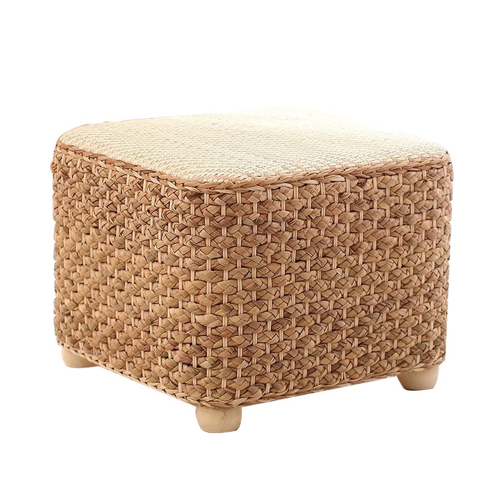 Tuoeno Natural Ottoman Storage Footstool Home Living Room Woven Rattan Sofa Stool Decoration Furniture With Cover Large Storage Space For Storing Toys Strong Bearing Capacity, Change Shoes Bench