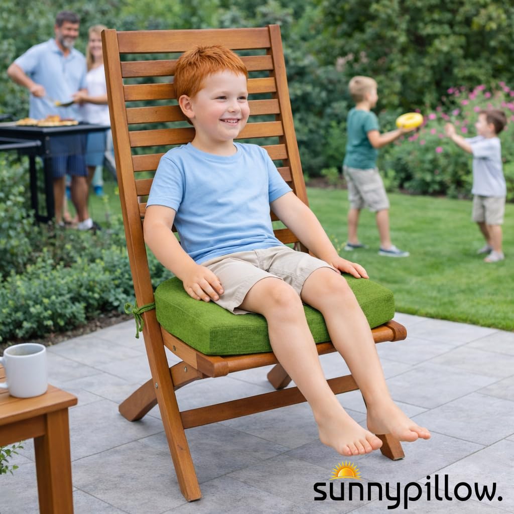 sunnypillow Lot de 2 Coussins de Chaise 50 x 50 x 7cm, Extérieur - imperméables résistants aux UV - Coussin d'assise pour bancs - Coussin de siège pour la Maison et Le Jardin - Vert