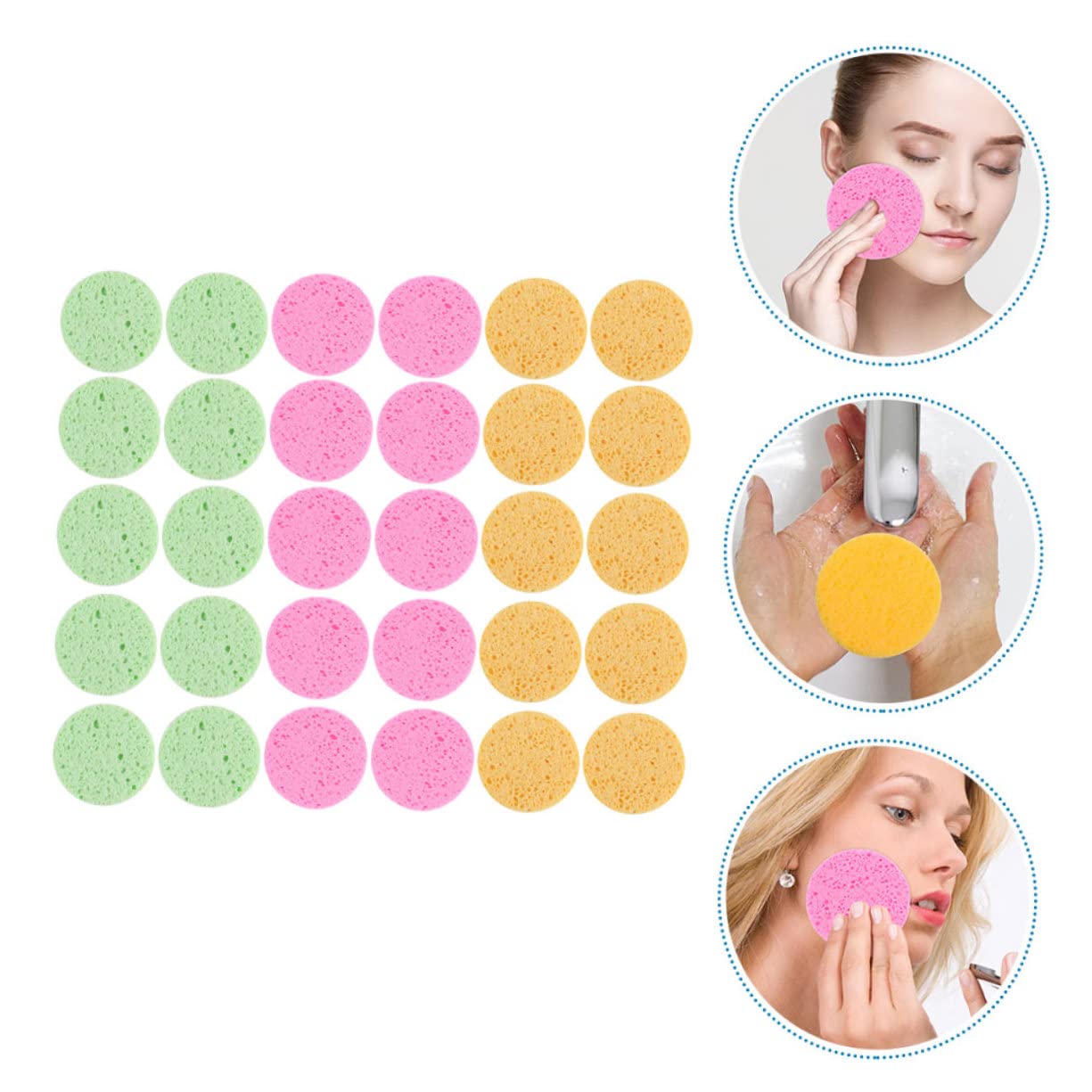 Healeved 90pezzi Spugne Struccanti Cellulosa Spugnette Rotondper Rimozione Makeup Colori Per e Trattamenti Esfolianti