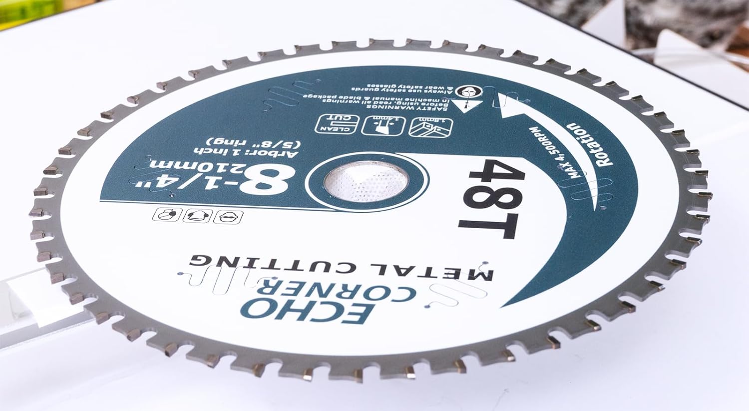 8-1/4 Metal Cutting Miter/Table Saw Blade, Cermet Carbide TCG 48T, 1 Inch Arbor (5/8" Ring), Fast Dry Cool Clean Cut Off Mild Steel, Angle Iron, Ferrous Non-Ferrous Sheet/Plate/Tube