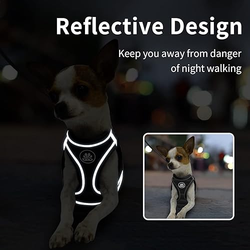 Miniatura 6 de NESTROAD Arnés para perro sin tirones, juego de arnés y correa para gato, a prueba de escapes, arnés reflectante para perro para caminar (verde, XXS)