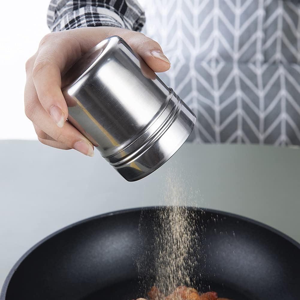 3PCS S/M/L Stainless Steel Flour Powder Sugar Shaker with Lid Mesh Shaker Icing Sugar Powder Cocoa Flour Chocolate Coffee Sifter Cooking Tool Accessories