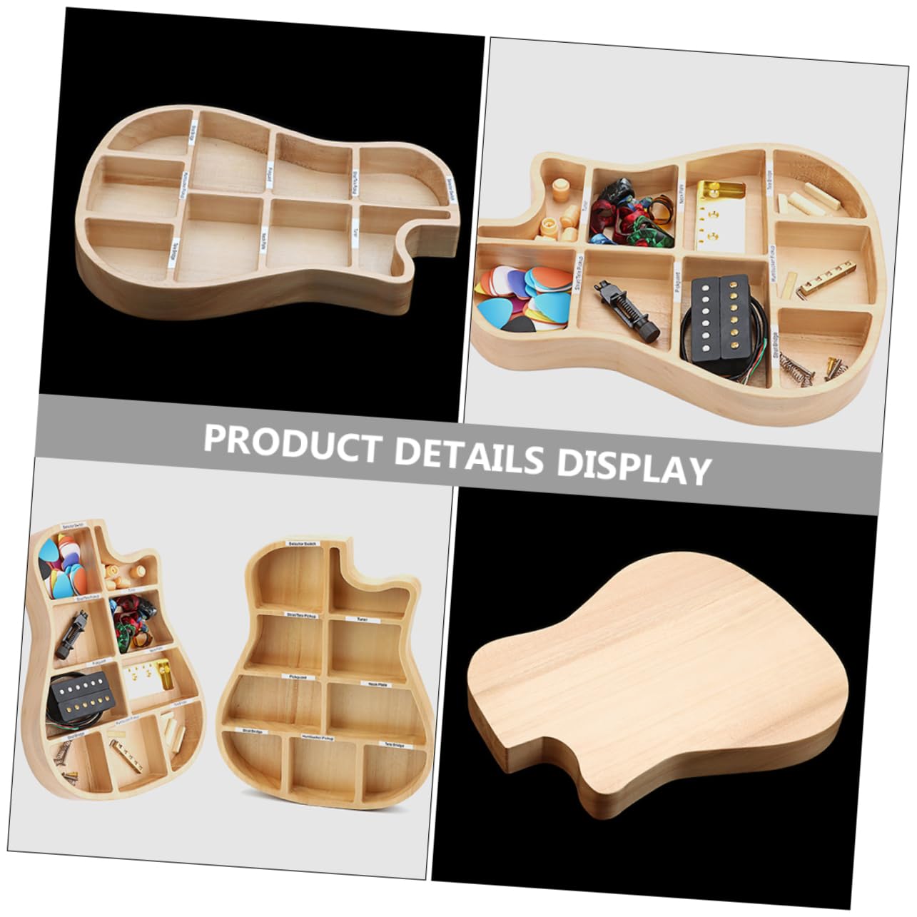 Levemolo Box Guitar Picks Holder Box Wooden Guitar Picks Organizer Storage Case for Musicians Compact Portable Accessory for Music Room