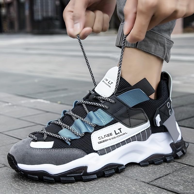 Mens Lightweight Chunky Running Sneakers - Lace-up Comfort with Advanced Shock Absorption and Maximum Breathability - Perfect for Sports Enthusiasts - Athletic Shoes - Image 3