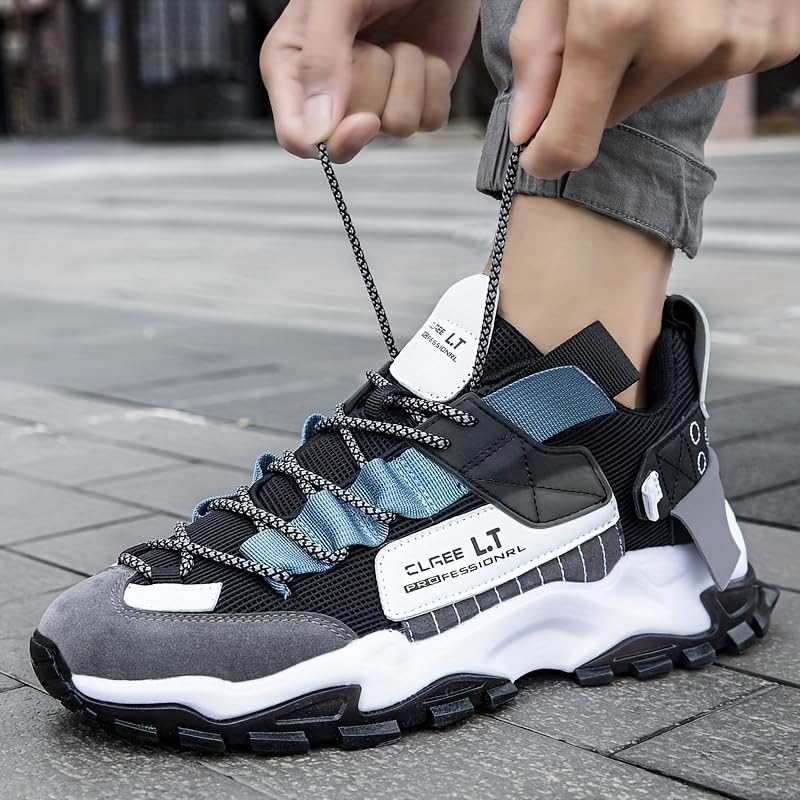 Mens Lightweight Chunky Running Sneakers - Lace-up Comfort with Advanced Shock Absorption and Maximum Breathability - Perfect for Sports Enthusiasts - Athletic Shoes3
