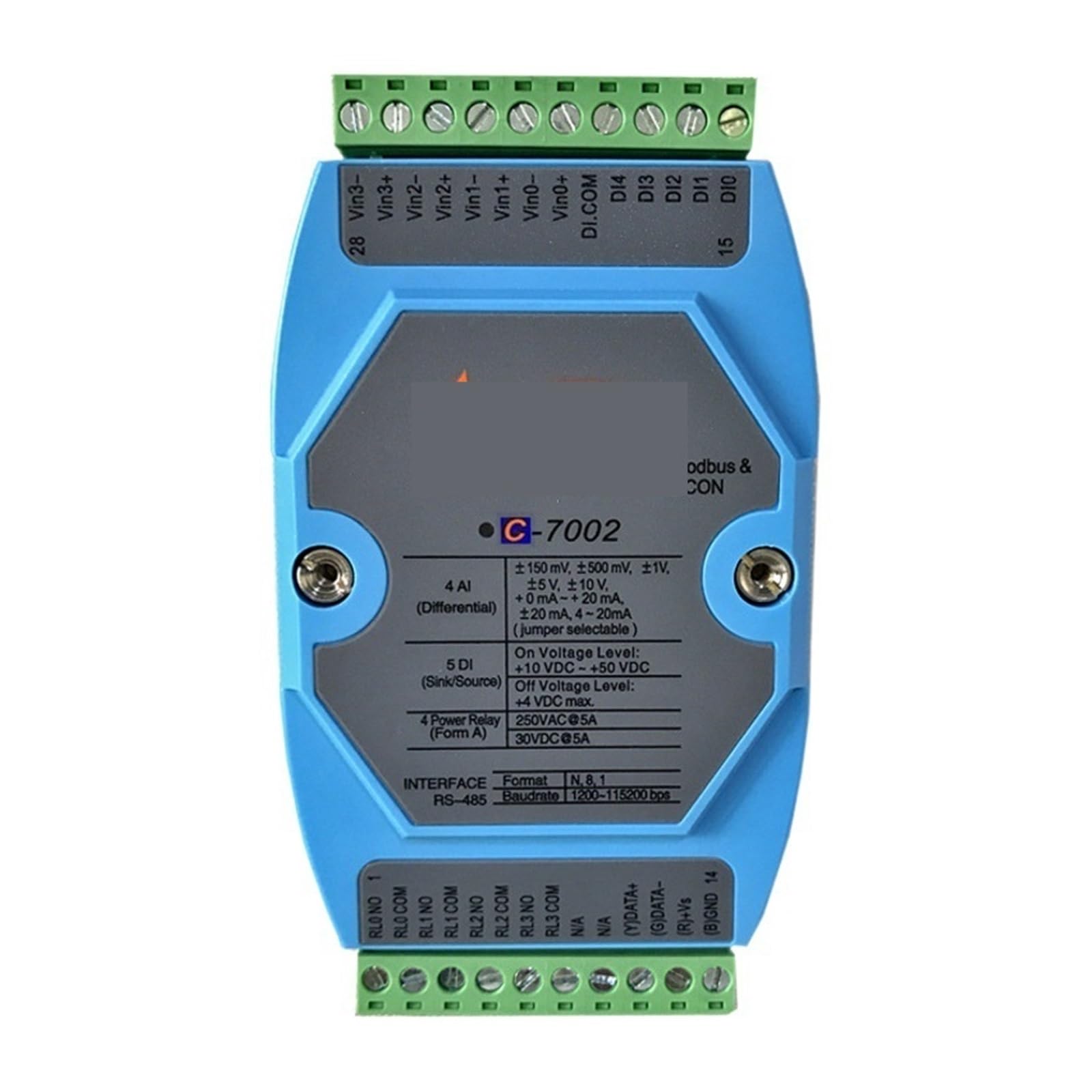 C-7002 4 analog Input, 5 digital Input and 4 Relay Output Module