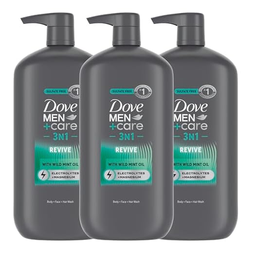 Dove Men+Care Body and Face Wash with Wild Mint Oil, Invigorating Revive 3N1 with 24-Hour Nourishing Micromoisture Technology, 30 oz 3 Count