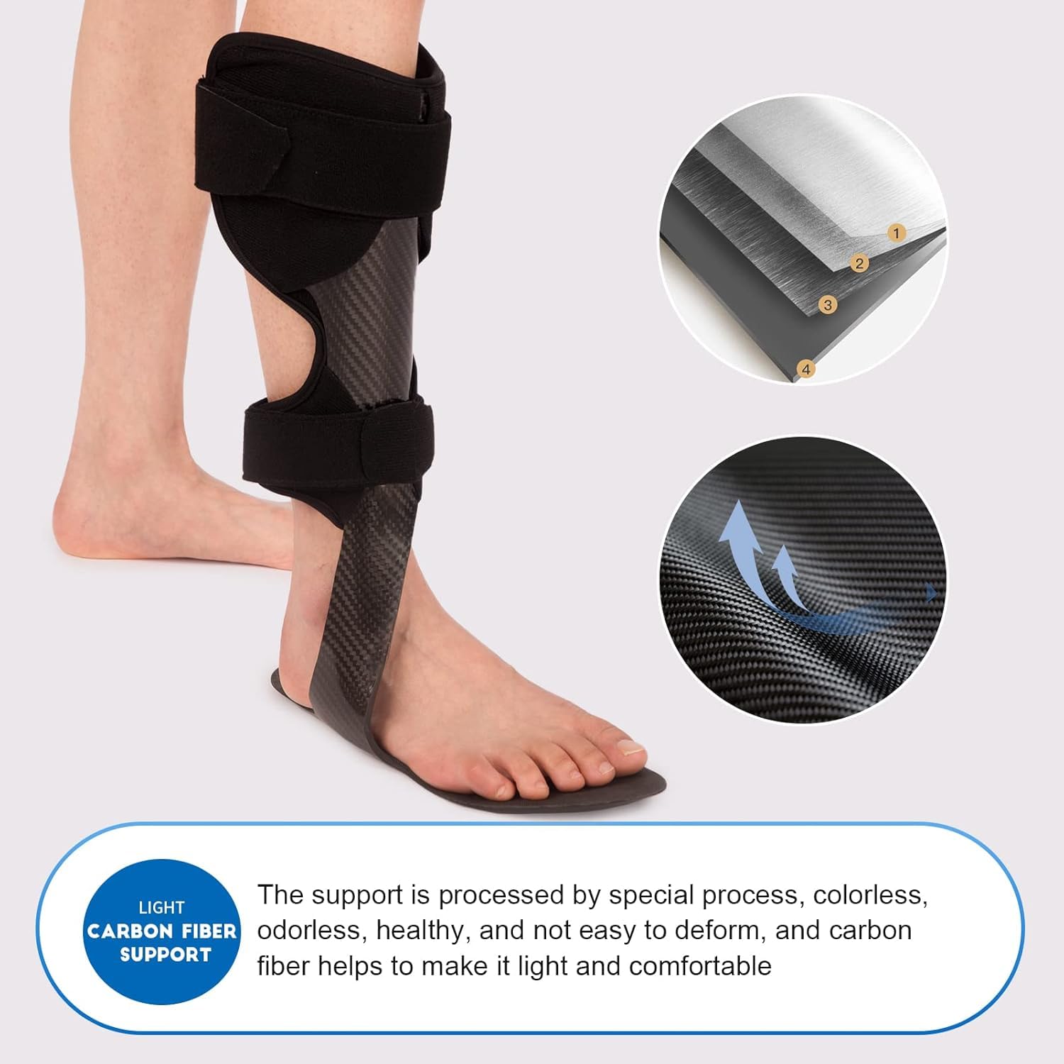 Ortesis para Pie Caído, Ortesis De Tobillo Y Pie, Ortesis AFO Ligera De Fibra De Carbono, Indicada para Pie Caído, Fascitis Plantar, Ictus Y Hemiplejía