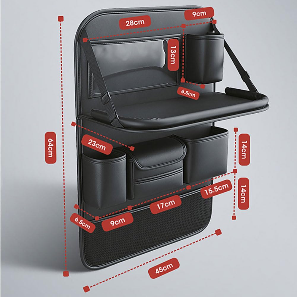 Coche Organizador Asiento Trasero para Tesla Model 3 Model S Model X Model Y, con Mesa Plegable Bolsa Almacenamiento Impermeable Protector Respaldo Accesorios,A/Black