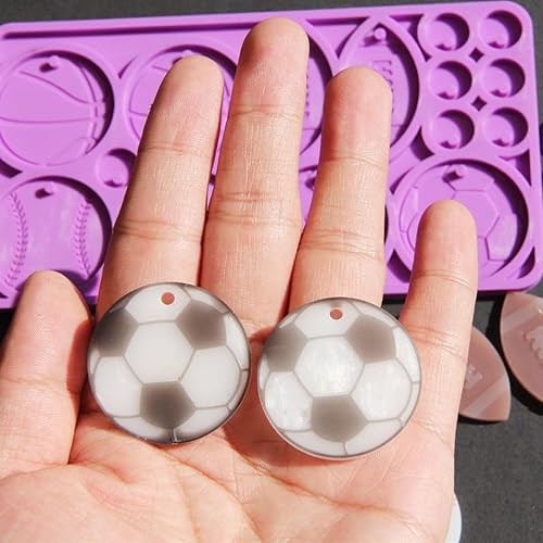 Miniatura 7 de Molde de resina de pelota deportiva, molde de silicona para joyería, aretes, manualidades, llavero de silicona, colgante de llavero de resina epoxi,