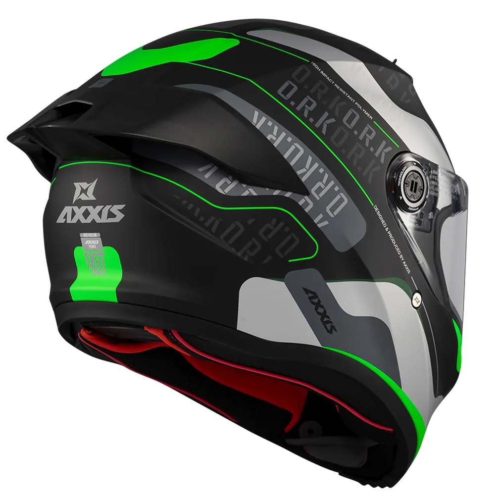 Casco AXXIS Fenix ORK Verde Mate - Casco de Moto Integral Unisex Hombre y Mujer - Homologado ECE 22.06