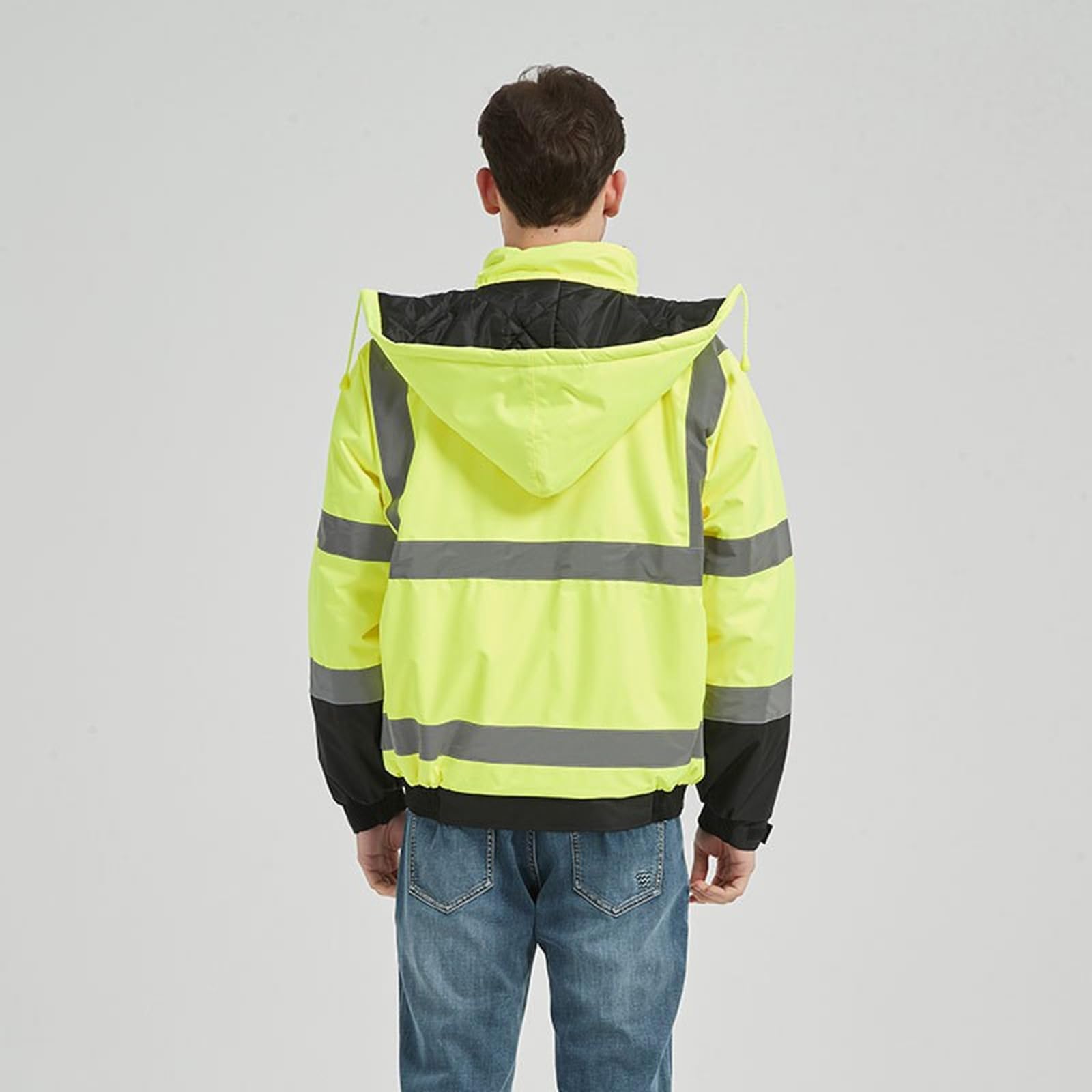 Chaquetas aislantes transpirables impermeables para visibilidad en el trabajo al aire libre, chaquetas de lluvia, trabajo en carretera