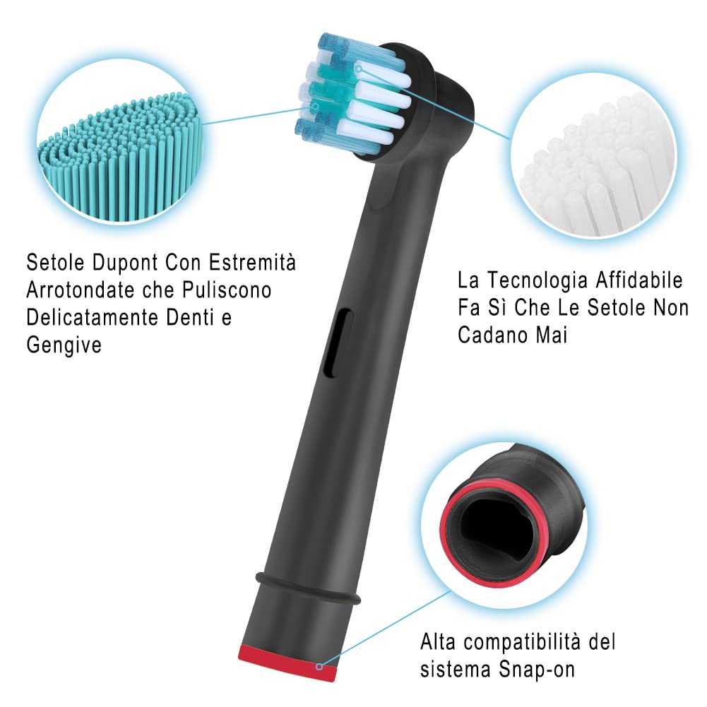 Testine Spazzolino Elettrico Compatibile Con OralB Spazzolini Elettrici Ricaricabile – Testine di Ricambio Adatto Cross Action, Vitality, Sensitive, Professional Care, ecc, di HSYTEK