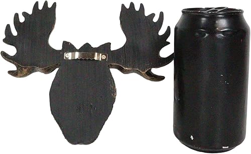 Miniatura 3 de Ebros Gift Clave de pared con cabeza de alce rústico vintage occidental, ganchos de pared de múltiples puntos, placa de resina en acabado de bronce,