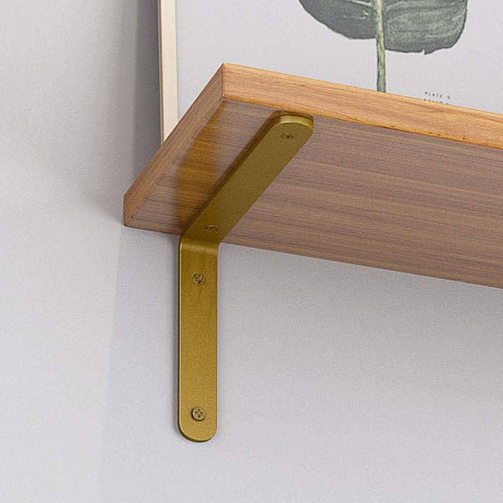 Amazon | L字型 アングルブラケット2個、ゴールド の装飾棚受け