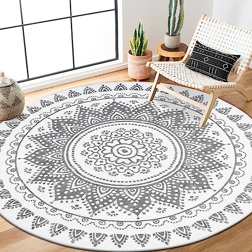 Hebe 4 Ft Boho Round Rug For Bedroom Living Room Circle Bohemian Area Rug Washable Mandala Accent Throw Rugs Non Slip Soft Floor Mat Carpet For Living Room Sofa Kids Room Nursery #TOP21