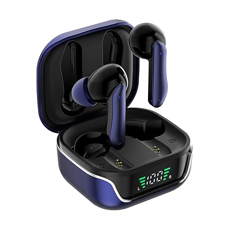 amazon basics TWS in-Ear Earbuds (AB-T01A) with Fast Charging up to 50 Hours of Playtime | Dual 10mm Driver | IPX4 Water-Resistance | Bluetooth 5.3 | Charging Case with Mic | Touch Control (Blue)