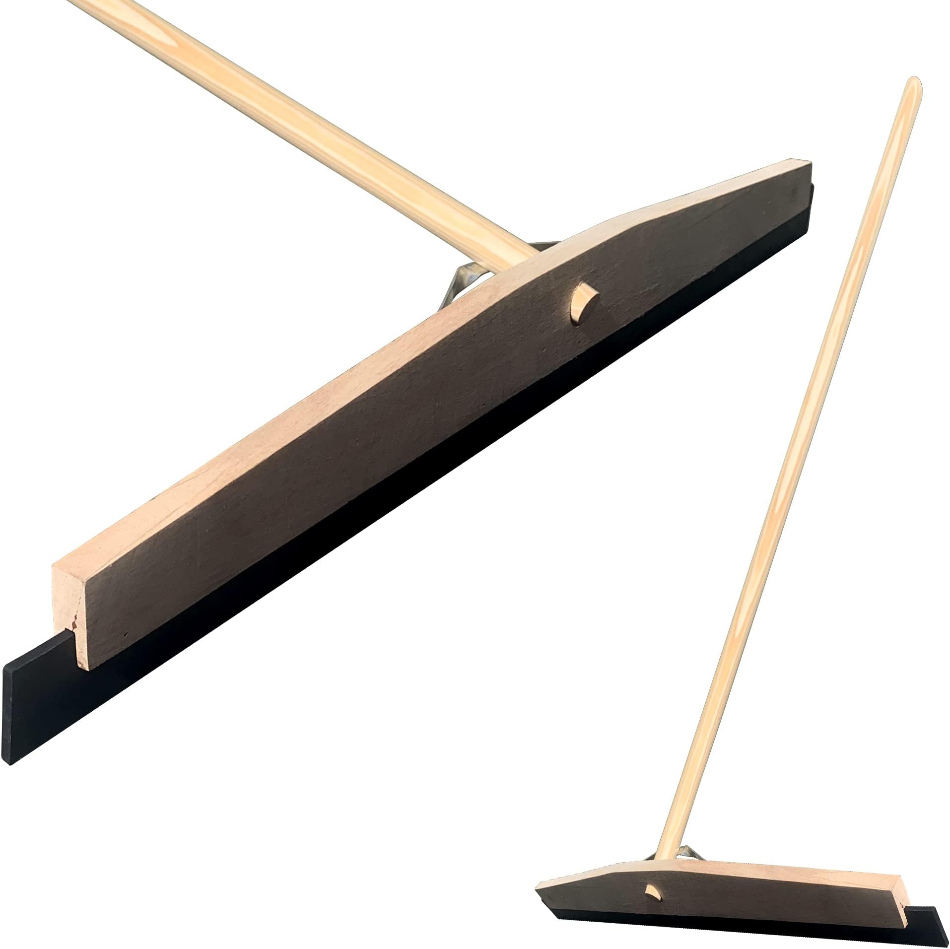 Wooden Floor Squeegee Heavy Duty for Industrial Cleaning | Large Squeegee Broom with 120cm Wooden Handle | Wet Room Floor Cleaner, Warehouse, Patio and Swimming Pool Squeegee (24-inch)