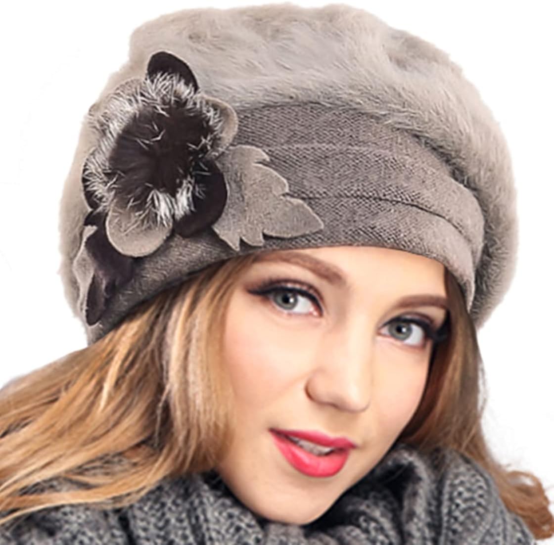 VECRY - Gorro 100 de lana para mujer boina de fieltro tipo campana gorro de invierno para vestir