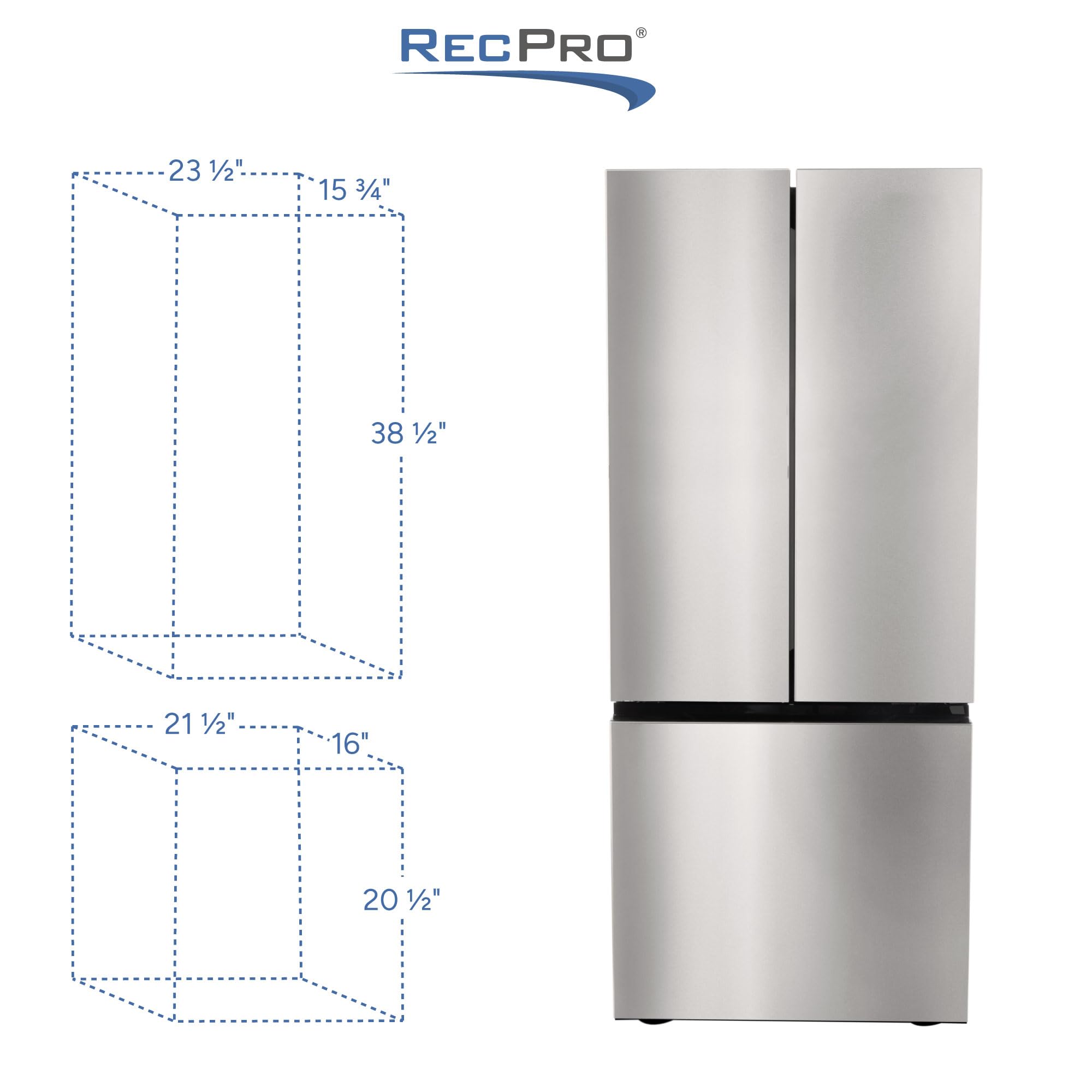Recpro RV Refrigerator Stainless Steel | 16 Cubic Feet | 12-Volt | French Style Doors | Low Wattage on Fridge.com - View 6