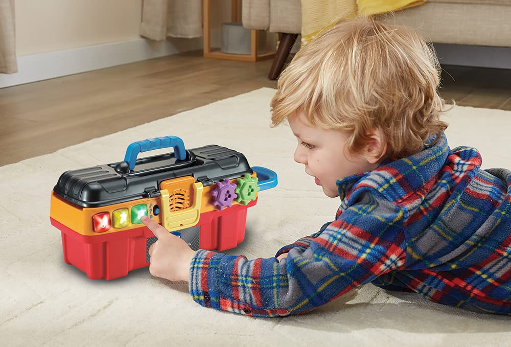 VTech - Ma Super Boîte à Outils Interactive, Caisse à Outils Enfant Éducative avec Ceinture Porte-Outils, 11 Pièces et Accessoires de Jeu, Cadeau Enfant de 2 Ans à 5 Ans - Contenu en Français
