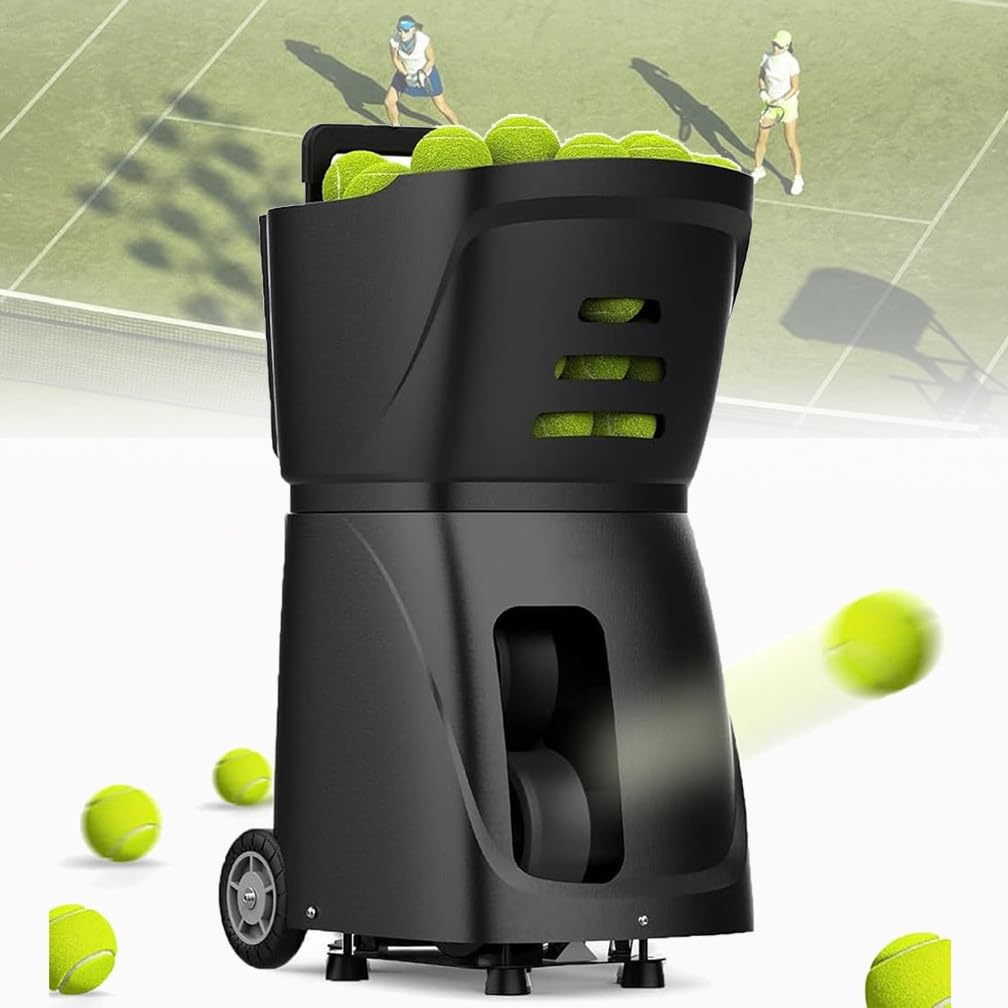 Macchina Portatile per Palline da Tennis, (può Contenere 100 Palline) TennisTrainer, Angolo di Lancio Regolabile, frequenza di Rotazione della velocità/Regolazione