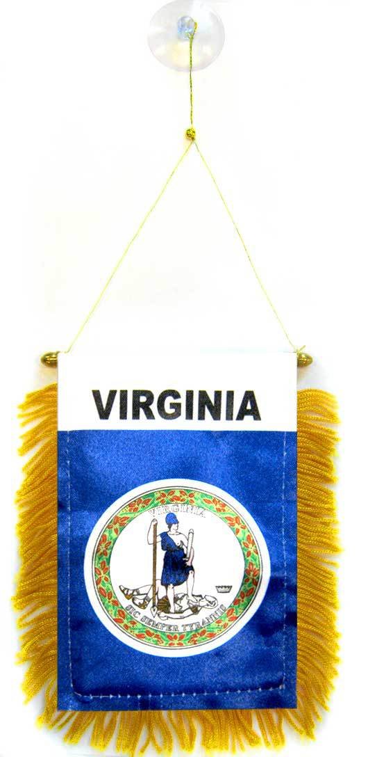 AZ FLAG, Virginia Mini Banner, 6'' x 4'', 100% Polyester US state of Virginie Small Pennant for Car
