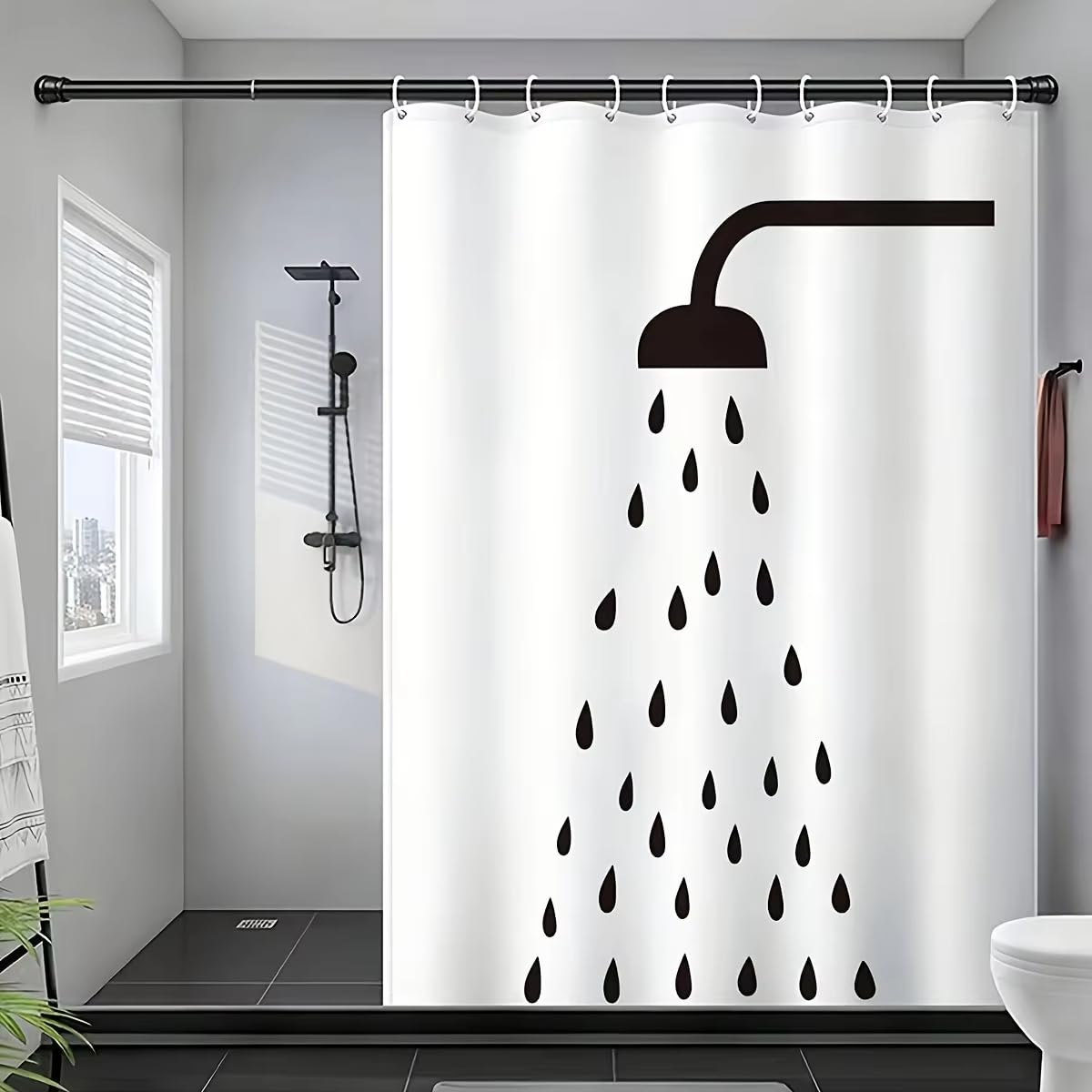 Uudiho Shower Curtain Stylish Black And White Polka Dot Waterproof Modern And Playful Touch To Your Bathroom(90X220cm/35X87in(Wxh) Bathtub Curtains)