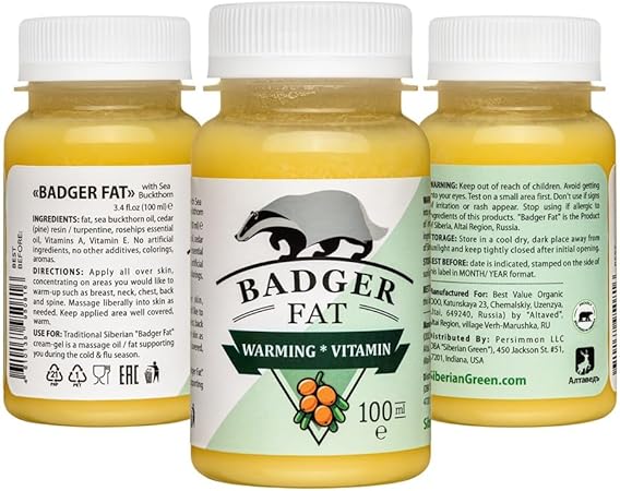 Cream-Gel “Badger Fat” Siberian Sea Buckthorn Oil Pine Resin Vitamins 100ml