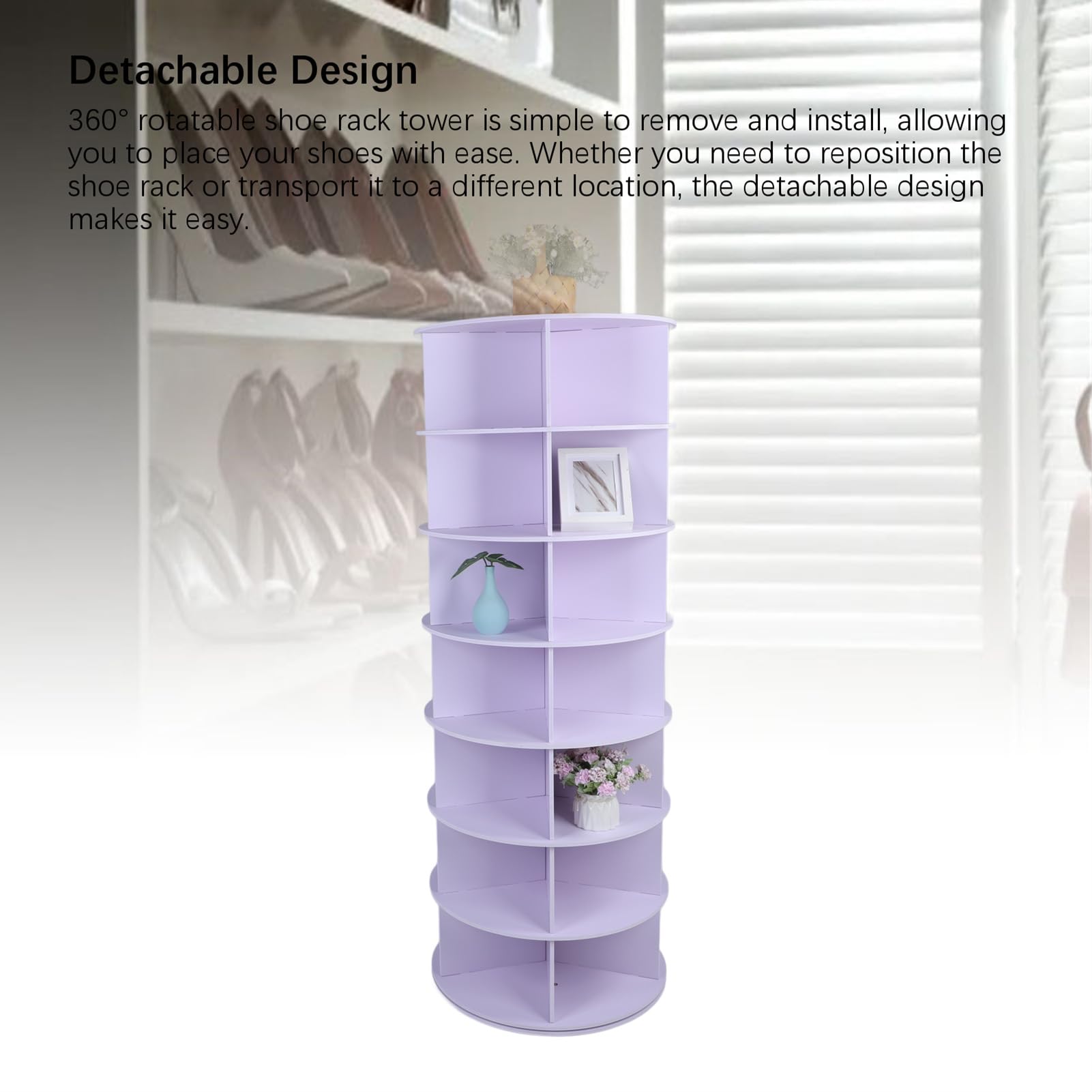 Alomejor Rotierender Schuhregal-Turm, Robuster 360-Grad-Organizer für den Eingangsbereich, Wohnzimmer aus PVC-Material (7 Schichten)