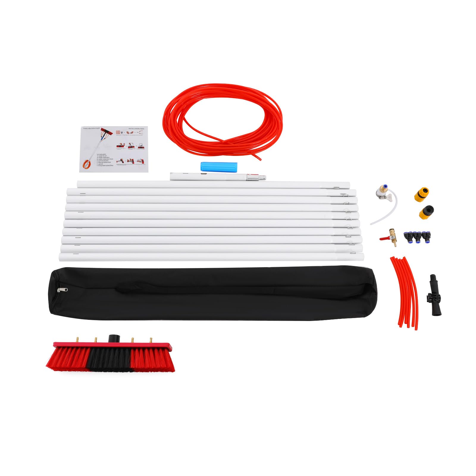 Cepillo de lavado de hasta 10 m para limpieza de ventanas, limpiador de canalones con cabezal de cepillo de 35 cm, cepillo de limpieza PV para panel solar