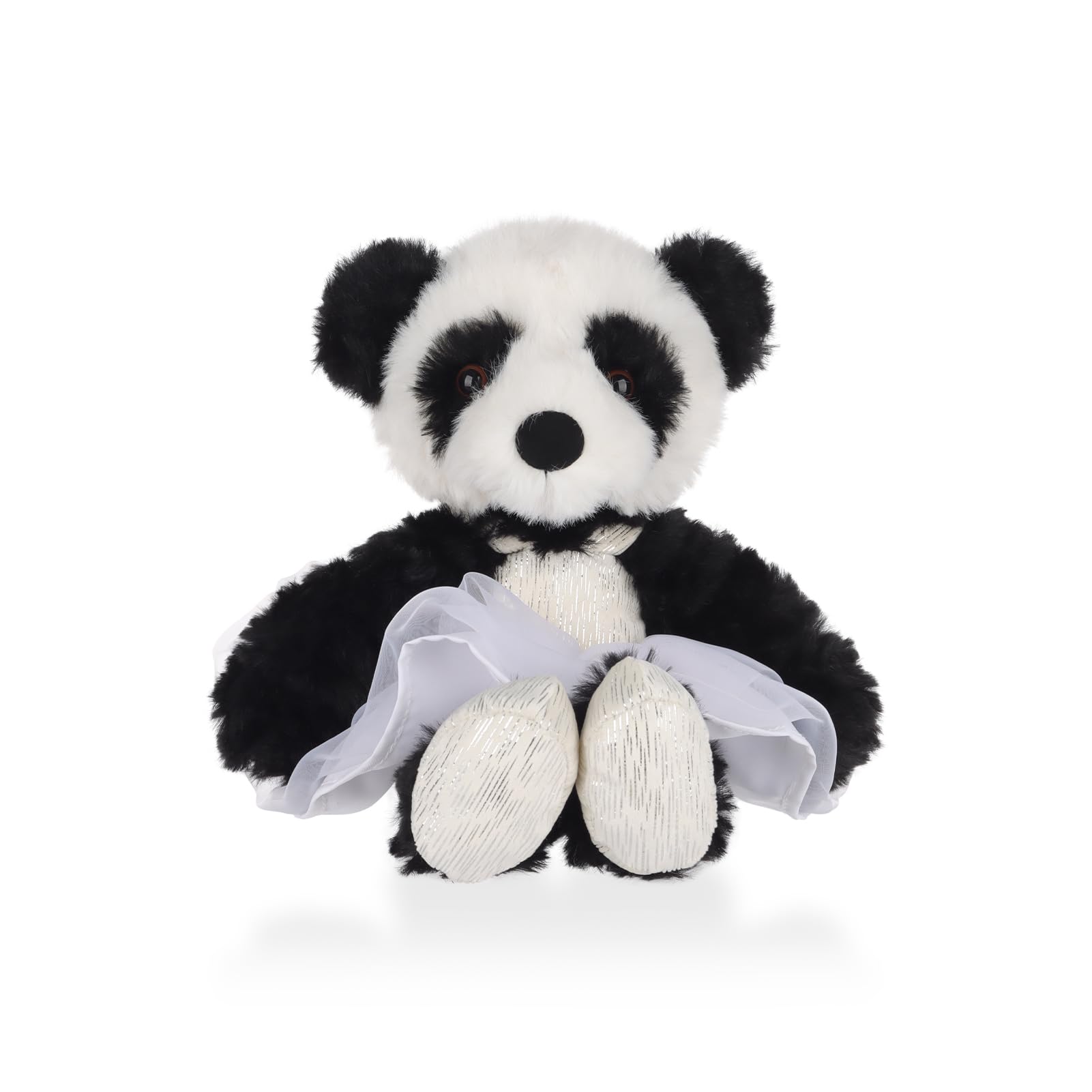 Apricot Lamb Ballet Panda Plushies Stuffed Animals for Kids, Soft Cute Plush Toys for Baby Girl and Boy, Fluffy Black 7 Inches