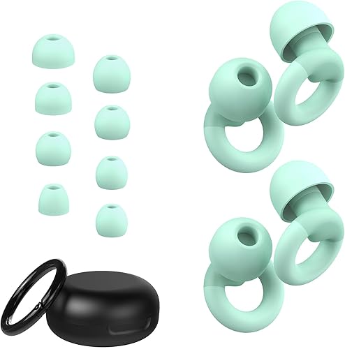 Tapones para los oídos para dormir, 2 pares de tapones reutilizables para reducción de ruido 25dB-30dB con 8 almohadillas para los oídos, tapones