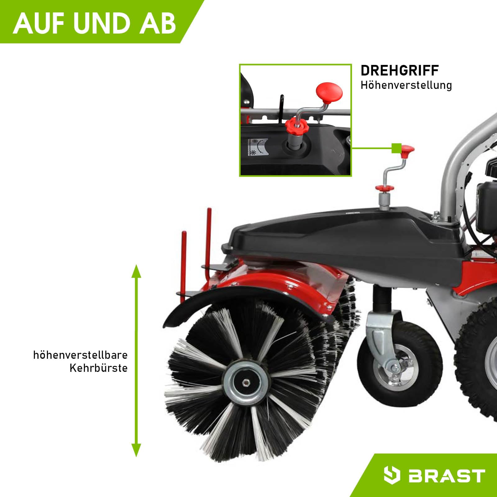 BRAST Kehrmaschine Benzin | Laubsammler Schneeschieber | XXL Premium | 4,8kW(6,5PS) - 5,14kW(7PS) | viele Modelle | 80-100cm Arbeitsbreite | Elektrostart | Schneeketten | 3in1 Gerät