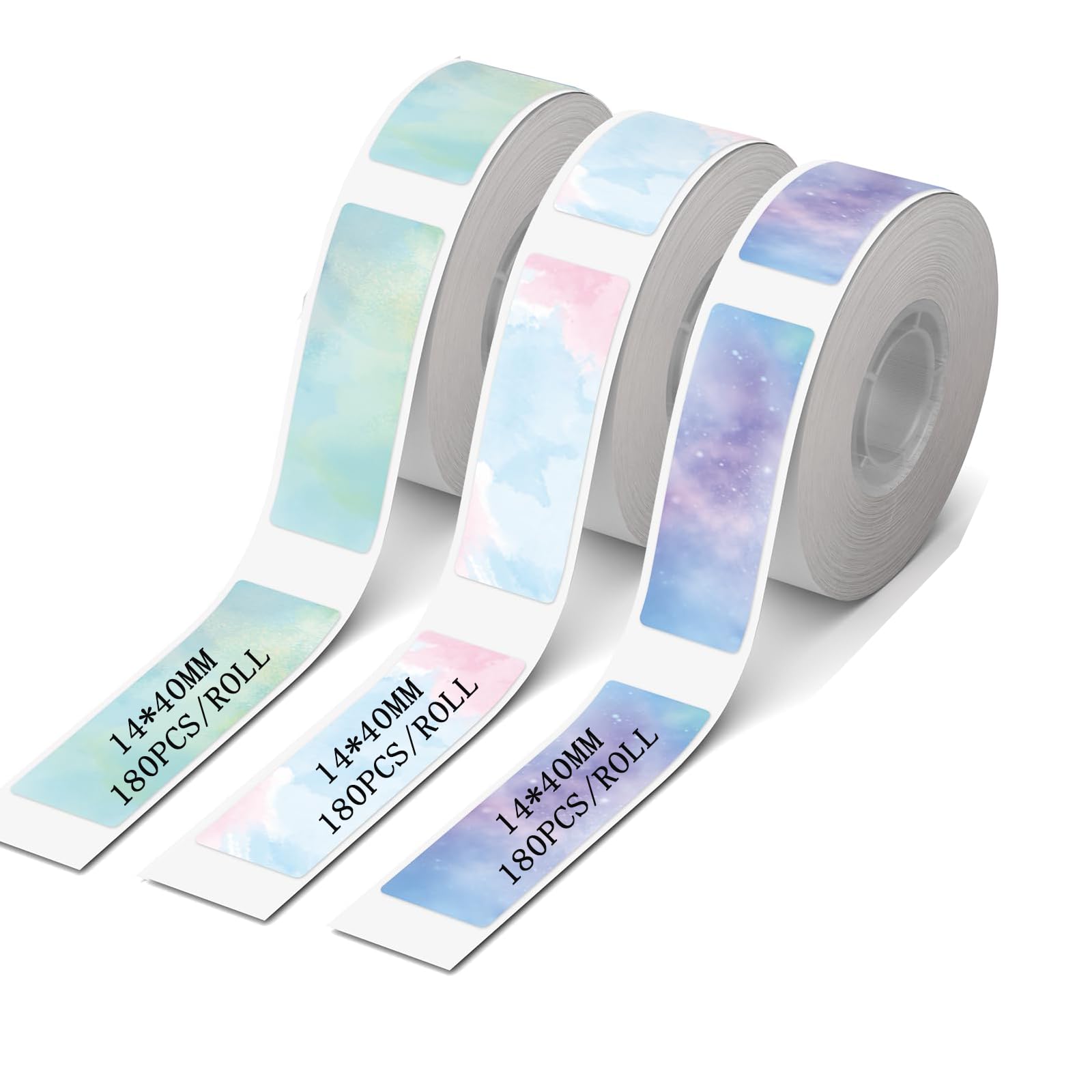 3 Rolls Compatible with D30/P11/HP1 Label Tapes, 14 x 40 mm, Prints barcodes, Names, Prices, Ideal for Home, School, and Office use (180 Labels/roll) (Starlight)