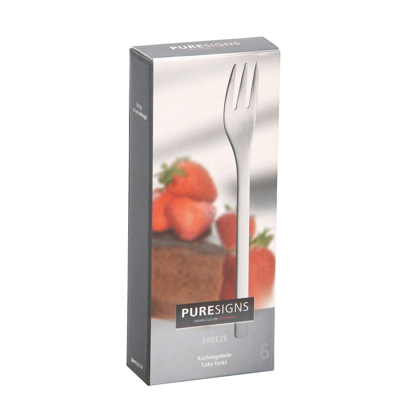 Puresigns One Extra Premium Kuchengabeln Set aus 18/10 Edelstahl, 6 Stück, Mattes Finish, Ideal für Kuchen und Desserts, Inklusive Geschenkverpackung