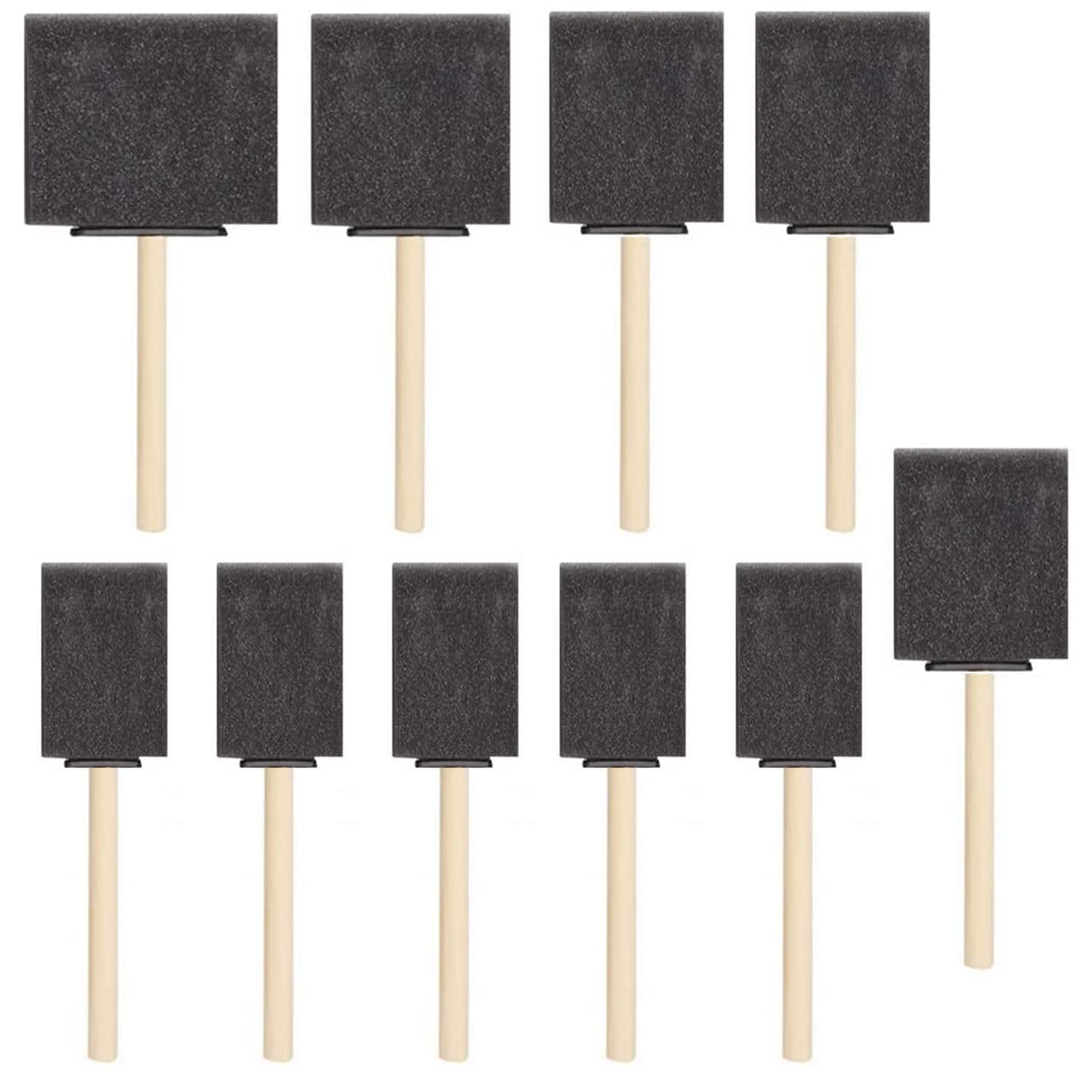 KASTWAVE Foam Brush, 10 Pcs Foam Paint Brushes, 4 Sizes Sponge Paint Brush with Wooden Handle for Painting Acrylics, Stains, Varnishes, Crafts