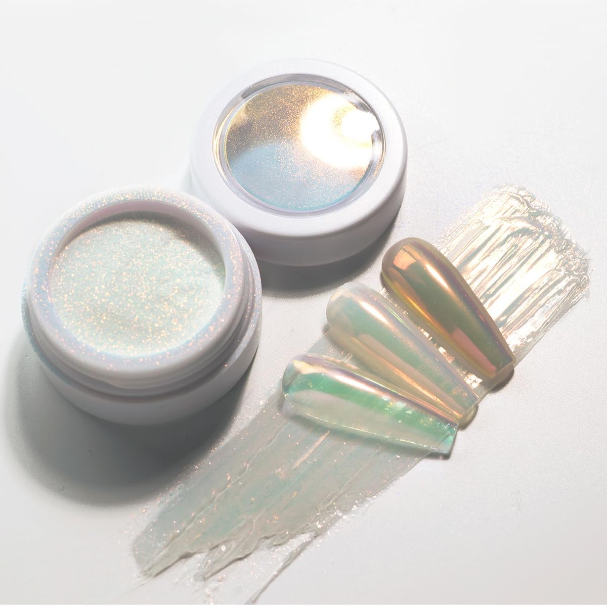 Pearl Chrome Nail Powder, Iridescent Aurora Chrome Powder Metallic Glitter Mirror Effect Pearlescent Ice Transparent Mermaid Pigment Pearl Dust Kit for Gel Polish Nail Art Decoration (Pink)