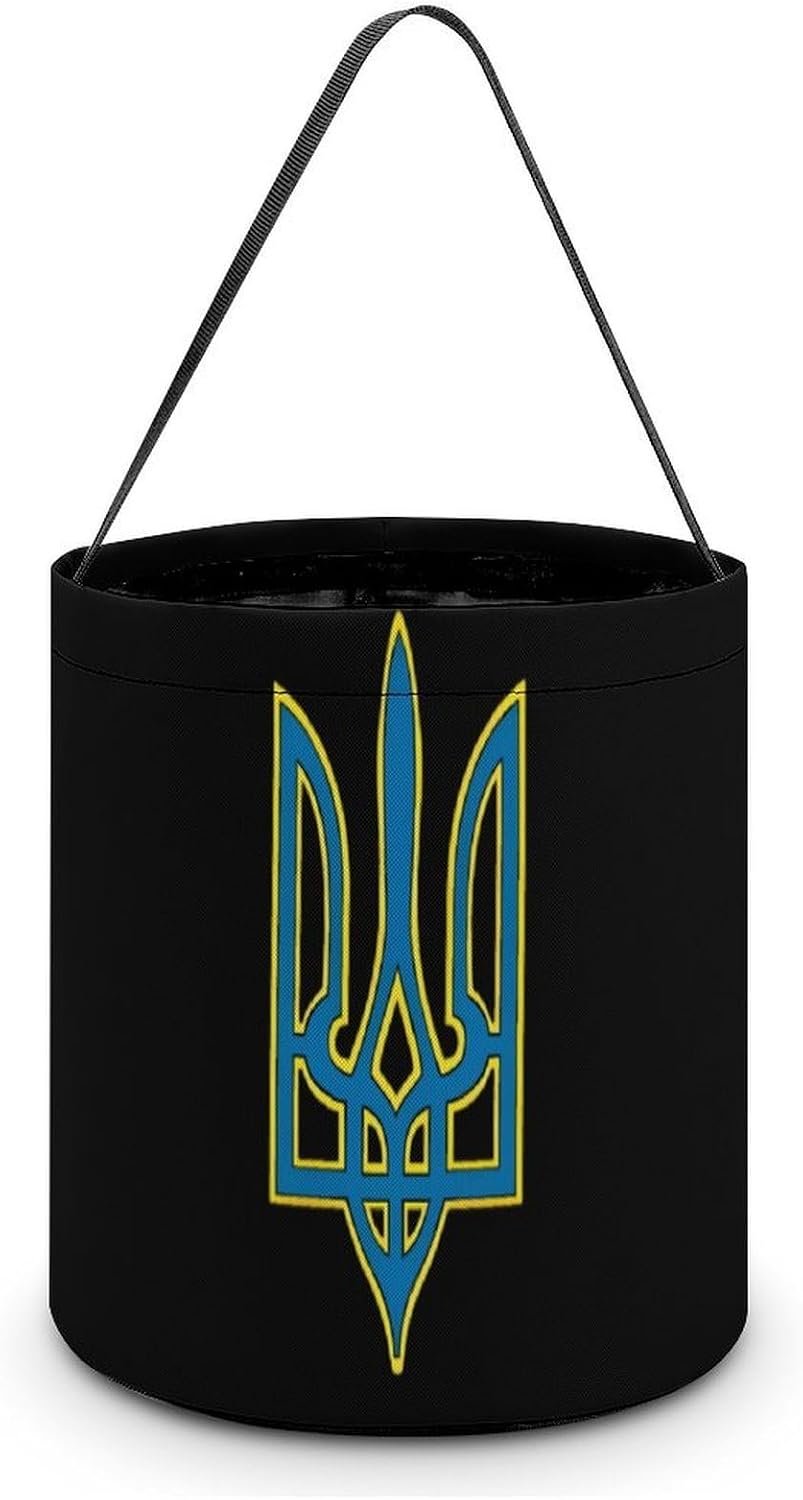 Coat of Arms Ukraine Ukrainians Halloween Treat Bag Reusable Candy Basket Tote Goody Bags Gift Party